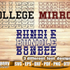 Mirror Font, College Mirror Font, Bundle, inspired by varsity, Mirrored font, Mirror alphabet, Athletic font, Sporty font, DF0004