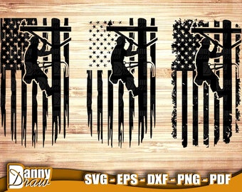 Lineman Flag svg, US Lineman svg, Distressed Flag svg, American Flag svg, Patriotic svg, USA Flag svg, DD0049
