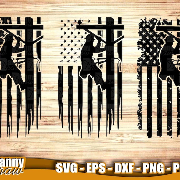 Lineman Flag svg, US Lineman svg, Distressed Flag svg, American Flag svg, Patriotic svg, USA Flag svg, DD0049