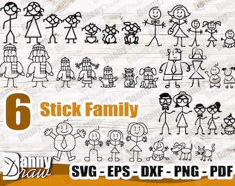 Stick Family svg, family pack 02, family silhouette svg, stick figure svg, stick people svg, family clipart, family vector, DD0046
