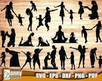 Mother Silhouette svg, Mom Silhouette, Mother's Day svg, Mother svg, Mother Daughter svg, Mother Son svg, mother yoga svg, mom svg, DD0103