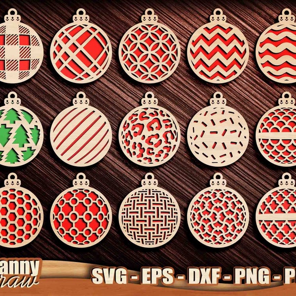 Christmas Balls svg, Pattern svg, Christmas Decorations, Christmas Tree Ornaments SVG, Laser cut files, Cricut Silhouette, Glowforge, DD0201