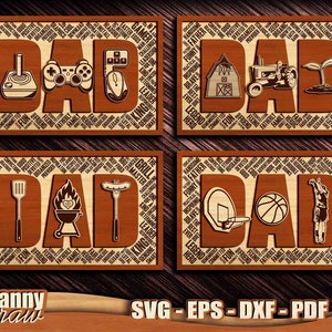 DAD svg, DAD Bundle svg, Dia dos Pais svg, Gamer. Agricultor, Grill Master, Basquete, Arquivo de corte a laser de sinal, laser CNC, Glowforge, DD0215