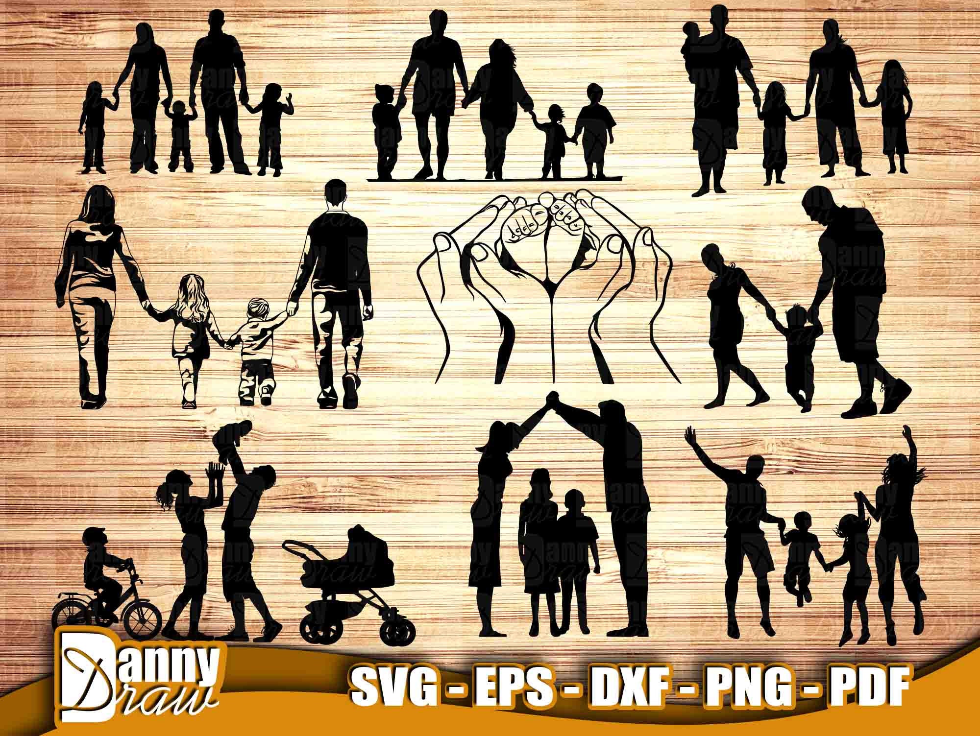 Family Of 5 Silhouette Clip Art
