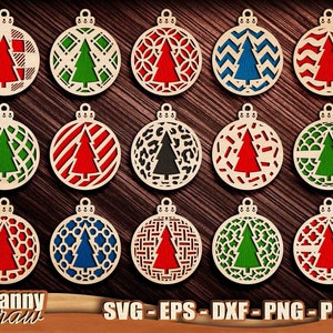 Kerstballen SVG, kerstversiering, kerstboom ornament SVG, lasergesneden bestanden, Cricut, silhouet, Glowforge, DD0203
