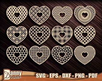 Hearts Coasters SVG, Wood Coaster Templates, Love svg, Trivet Templates, Laser Cut Wall Decor, Cricut, Silhouette, Glowforge, DD0117