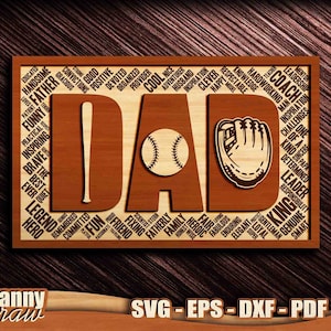 DAD svg, Beisebol DAD svg, Dia dos Pais svg, Sport Dad svg, Arquivo de corte a laser de sinal, Corte a laser, Laser CNC, Glowforge, DD0122