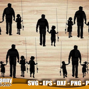 Papa pêche svg, papa et enfants svg, svg fête des pères, papa vie svg, papa et fille, papa et fils, gravure, Cricut, Silhouette, DD0264