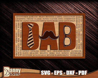 DAD svg, DAD mustache svg, Father's Day svg, Dad life, Dad Sign Cut File, Father Sign Cut File, Laser Cut File, CNC laser, Glowforge, DD0256