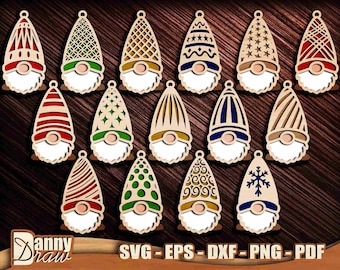Christmas Gnomes svg, Gnomes svg, Christmas Decorations, Christmas Tree Ornaments, Laser cut files, Cricut, Silhouette, Glowforge, DD0237