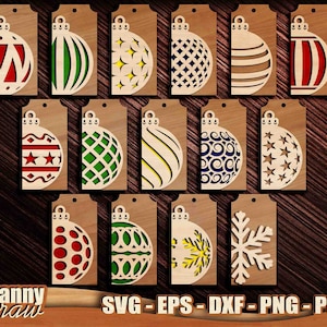 Etichette di Natale svg, Etichette regalo svg, Decorazione natalizia, Ornamenti per l'albero di Natale, File tagliati al laser, Cricut, Silhouette, Glowforge, DD0230