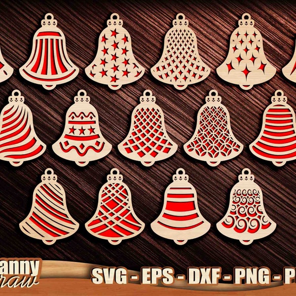 Christmas Bells svg, Bells svg, Christmas Decorations, Christmas Tree Ornaments SVG, Laser cut files, Cricut, Silhouette, Glowforge, DD0228