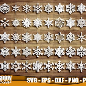 Floco de neve svg, pacote de floco de neve, arquivos de corte de decorações de Natal, enfeites, floco de neve de Natal svg, Cricut, Silhueta, Glowforge, DD0083