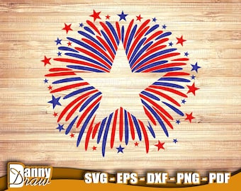 Fireworks svg, Patriotic Star svg, 4th of July svg, fourth of july svg, merica svg, USA svg, Fireworks Star svg, DD0189