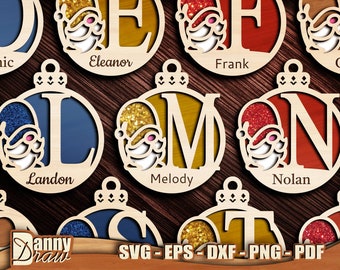 Christmas Balls svg, Monogram svg, Gnome svg, Gnome Ornaments svg, Christmas Ornament svg, Laser cut file, Glowforge, Cricut, DD0276