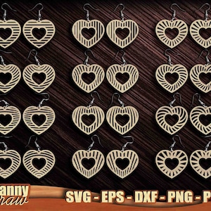 Pacote de brinco, arquivos de corte a laser de brinco, brinco coração svg, brinco amor svg, madeira, acrílico, metal, Glowforge, Cricut, silhueta, DD0116