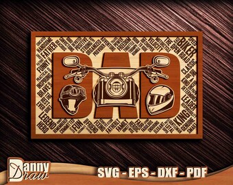 DAD svg, DAD Biker svg, Motorcycle svg, Fathers Day svg, Biker svg, Sign Laser Cut File, Laser Cut, CNC laser, Glowforge, DD0212
