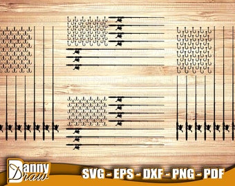 Fishing Pole svg, Fishing Flag Svg, American Flag svg, bass fishing svg, USA Fishing svg, DD0076
