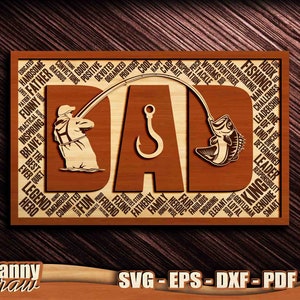 DAD svg, Pesca DAD svg, Pesca Pai svg, Dia dos Pais svg, Pesca svg, Arquivo de corte a laser de sinal, Corte a laser, laser CNC, Glowforge, DD0123