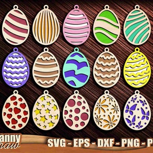 Ostereier, 2 Ebenen Laser cut svg, Oster Laser cut, Ostern SVG, Ostern Holzeier, Oster svg, CNC Laset Cut, Glowforge, DD0249