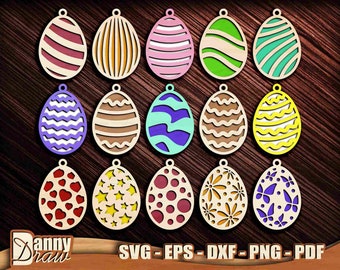 Easter Eggs, 2 Layers Laser cut svg, Easter Laser Cut, Easter Ornaments SVG, Easter Wood Eggs, Easter svg, CNC Laset cut, Glowforge, DD0249
