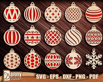 Christmas Balls svg, Christmas Decorations Cut Files, Christmas Tree Ornaments SVG, Laser cut files, Cricut, Silhouette, Glowforge, DD0084