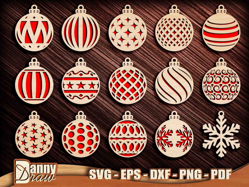 Christmas Balls svg, Christmas Decorations Cut Files, Christmas Tree Ornaments SVG, Laser cut files, Cricut, Silhouette, Glowforge, DD0084 image 1