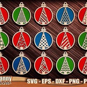 Bolas de Natal svg, Árvore svg, Decorações de Natal, Ornamento de árvore de Natal SVG, Arquivos cortados a laser, Cricut, Silhueta, Glowforge, DD0198