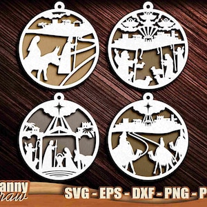 Natividade svg, Bolas de Natal svg, Pacote de Natal svg, noite silenciosa, oh noite sagrada, arquivos cortados a laser, natal, Cricut, Glowforge, DD0089