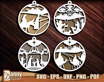 Nativity svg, Christmas Balls svg, Christmas Bundle svg, silent night, oh holy night, laser cut files, christmas, Cricut, Glowforge, DD0089