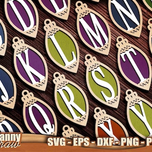 Enfeites de Natal svg, Monograma, 3 camadas, Arquivos de corte de decorações, Árvore de Natal, Arquivos de corte a laser, Cricut, Silhueta, Glowforge, DD0271