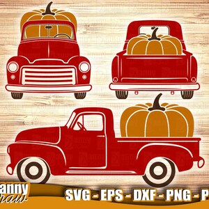 Caminhão de abóbora de outono SVG, caminhão vermelho com abóboras, ação de graças, outono Svg, arquivos svg para Cricut, silhueta, design de sublimação, DD0197