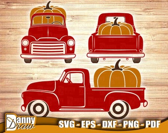 Autumn Pumpkin Truck SVG, Red Truck with Pumpkins, Thanksgiving, Fall Svg, svg files for Cricut, Silhouette, Sublimation Design, DD0197
