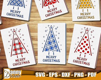 Christmas Card svg, 15 Christmas Cards SVG, Christmas invitation file, Papercut Card, Cricut, Silhouette, Glowforge, DD0204