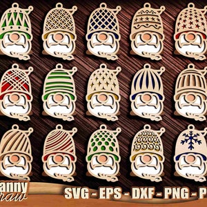 Gnomos de Natal svg, Gnomos svg, Decorações de Natal, Enfeites para árvores de Natal, Arquivos cortados a laser, Cricut, Silhueta, Glowforge, DD0238