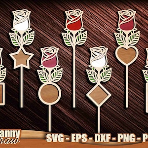 Rose, 2 Layers Laser geschnitten svg, Blume Laser geschnitten Dateien, Stern, Herz, Kreis, Muttertag, Valentinstag, CNC Laser geschnitten, Glowforge, DD0262