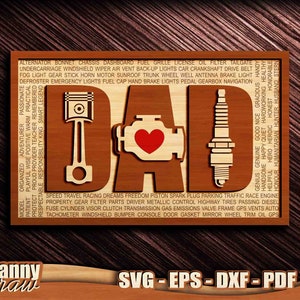 DAD svg, Mechanic DAD svg, Dia dos Pais svg, Motor svg, Pistão svg, Vela de ignição svg, Arquivo de corte de sinal, Corte a laser, Laser CNC, Glowforge, DD0121
