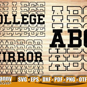 Police miroir, Police miroir collège, inspiré par l’université, police miroir, alphabet miroir, police athlétique, police sportive, DF0010