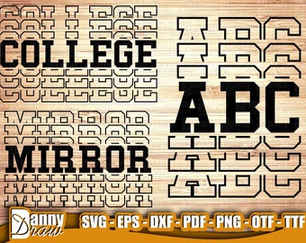 Mirror Font, College Mirror Font, inspired by varsity, Mirrored font, Mirror alphabet, Athletic font, Sporty font, DF0010