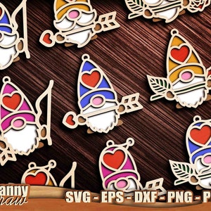 Velentine Gnomos svg, Gnomos svg, Decorações de Dia dos Namorados, Ornamentos de Dia dos Namorados, Arquivos de corte a laser, Cricut, Silhueta, Glowforge, DD0277