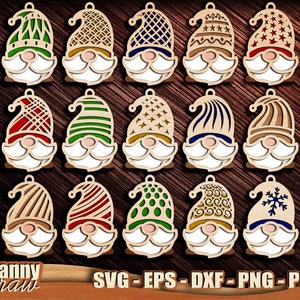 Kerstkabouters svg, kabouters svg, kerstversieringen, kerstboomversieringen, lasergesneden bestanden, Cricut, silhouet, Glowforge, DD0229