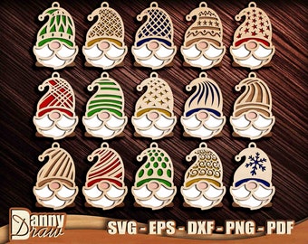 Christmas Gnomes svg, Gnomes svg, Christmas Decorations, Christmas Tree Ornaments, Laser cut files, Cricut, Silhouette, Glowforge, DD0229