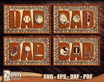 DAD svg, DAD Sports Bundle svg, Father's Day, Football. Golf, Baseball, Basketball, Sign Laser Cut, Laser Cut, CNC laser, Glowforge, DD0218