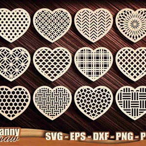 Heart Coasters SVG, modelo de trivet de grelha de montanha-russa, coração, modelos de trivet, decoração de parede com corte a laser, Cricut, silhueta, Glowforge, CNC, DD0241
