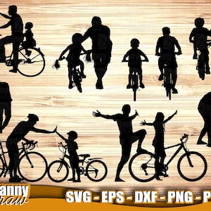 Dad Silhouette svg, Dia dos Pais svg, Ride a Bike svg, pacote do dia dos pais svg, pacote do pai svg, pai svg, Cricut, Silhouette, Stencil, DD0114
