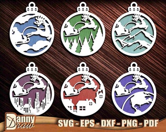 Christmas Balls svg, Santa svg, Christmas Scene svg, Santa Bundle svg, Christmas Ornament svg, Laser cut file, Glowforge, Cricut, DD0202
