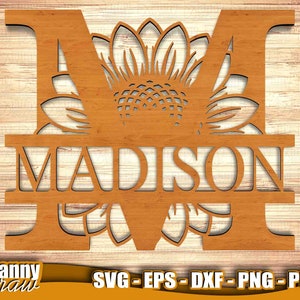 Monograma dividido svg, Girassol svg, Monograma Fonte svg, Monograma Alfabeto Svg, Digital Laser svg, Cricut, Slhouette, Glowforge, DD0100