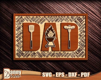 DAD svg, DAD Grill svg, Grill Master svg, Fathers Day svg, Grill svg, Sign Laser Cut File, Laser Cut, CNC laser, Glowforge, DD0213