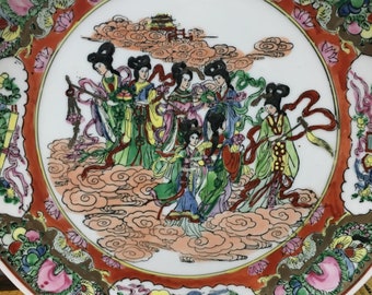 Beautiful Oriental Plate With Six Geisha Ladies  10.50 in.