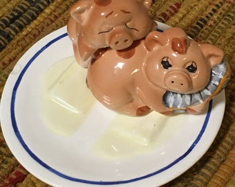 Piggies in a Butter Dish Salt and Pepper